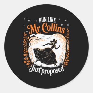 Funny Book Meme Run Like Mr Collins Just Proposed Classic Round Sticker