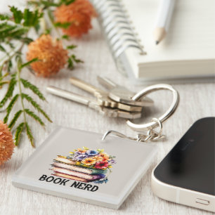 Funny book nerd word art  key ring