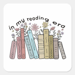 Funny Book Reader Quote In My Reading Era Groovy L Square Sticker