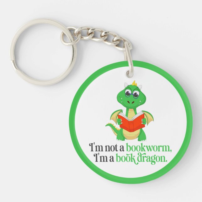 Funny Book Reading - Bookworm Key Ring (Front)