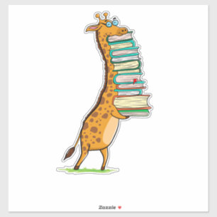 Funny Book Reading Giraffe I Love My Library  