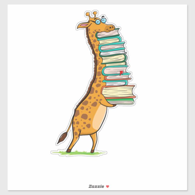 Funny Book Reading Giraffe I Love My Library   (Sheet)