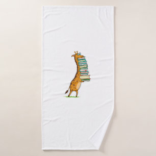 Funny Book Reading Giraffe I Love My Library   Bath Towel