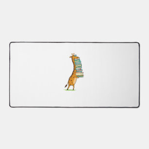 Funny Book Reading Giraffe I Love My Library Desk Mat
