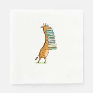 Funny Book Reading Giraffe I Love My Library   Napkin