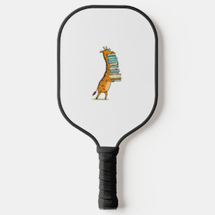 Funny Book Reading Giraffe I Love My Library   Pickleball Paddle