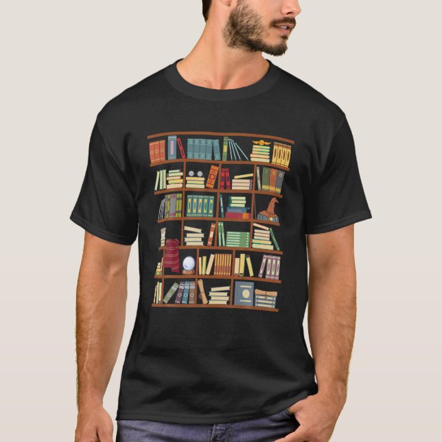 Funny Book Reading Librarian Gift Men Women Cool B T-Shirt (Front)