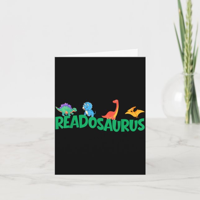 Funny book readosaurus dinosaur books library card (Front)