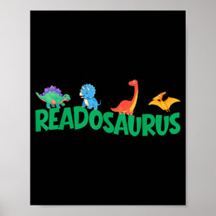 Funny book readosaurus dinosaur books library poster