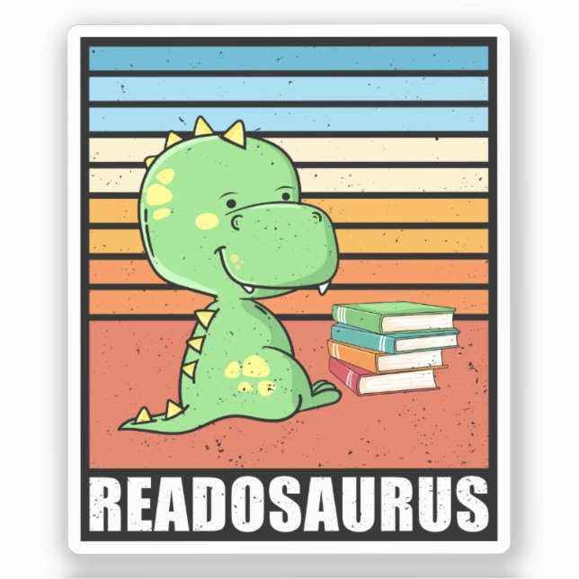 Funny Book Readosaurus Dinosaur Reading Dino Retro (Front)