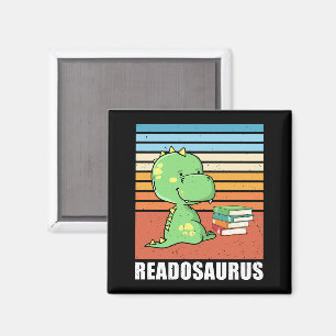 Funny Book Readosaurus Dinosaur Reading Dino Retro Magnet