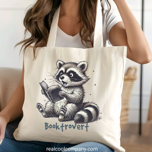 Funny Booktrovert Racoon  Large Tote Bag