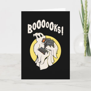 Funny Bookworm Ghost Halloween Costume Boooooks Card