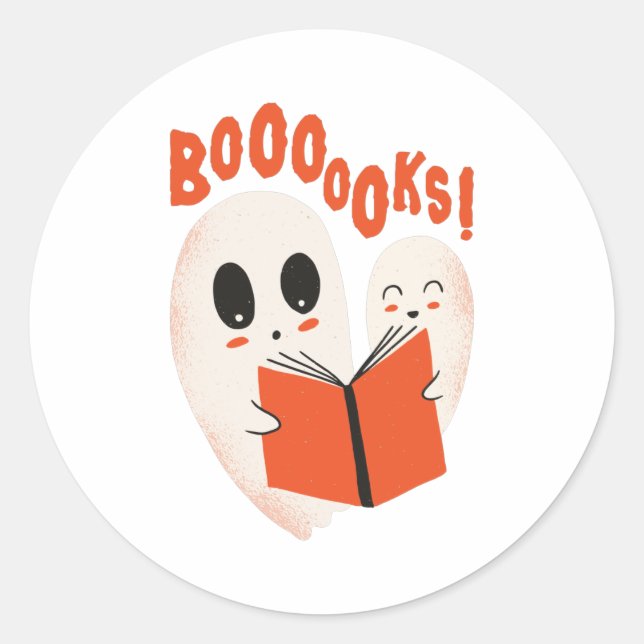 Funny Bookworm Ghost Halloween Costume Boooooks Classic Round Sticker (Front)