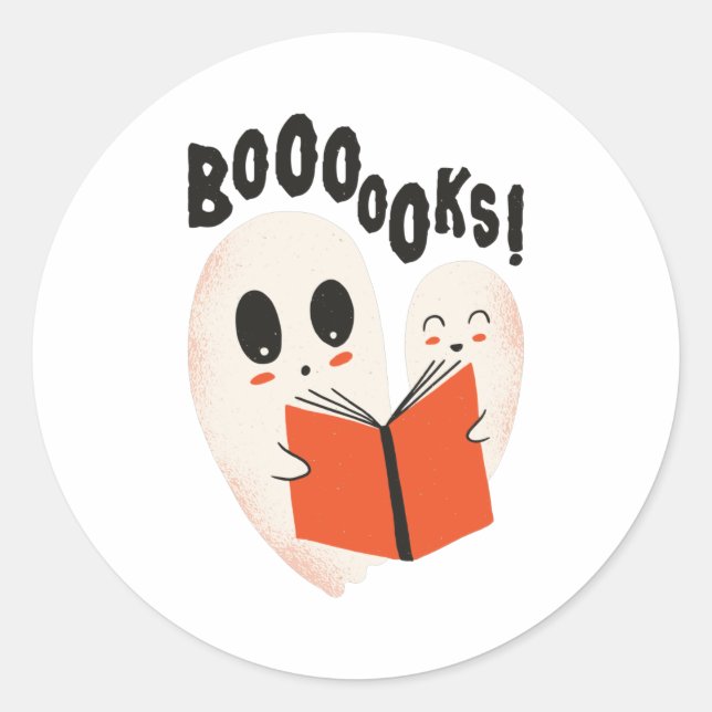 Funny Bookworm Ghost Halloween Costume Boooooks Classic Round Sticker (Front)