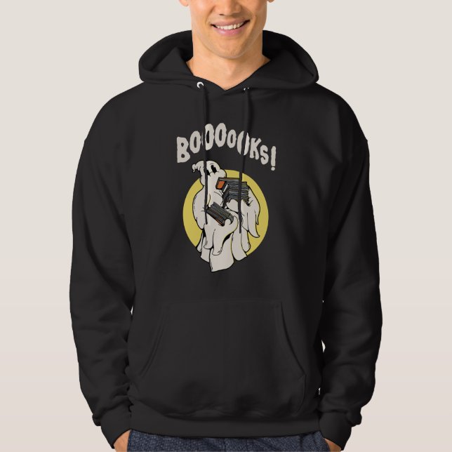 Funny Bookworm Ghost Halloween Costume Boooooks Hoodie (Front)