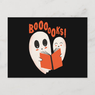 Funny Bookworm Ghost Halloween Costume Boooooks Postcard