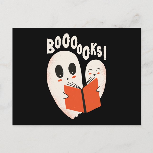 Funny Bookworm Ghost Halloween Costume Boooooks Postcard (Front)
