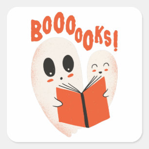 Funny Bookworm Ghost Halloween Costume Boooooks Square Sticker