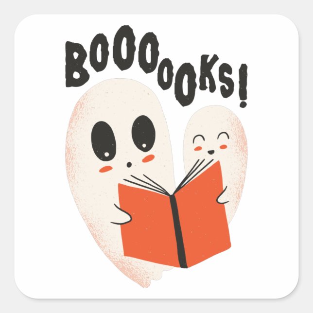 Funny Bookworm Ghost Halloween Costume Boooooks Square Sticker (Front)