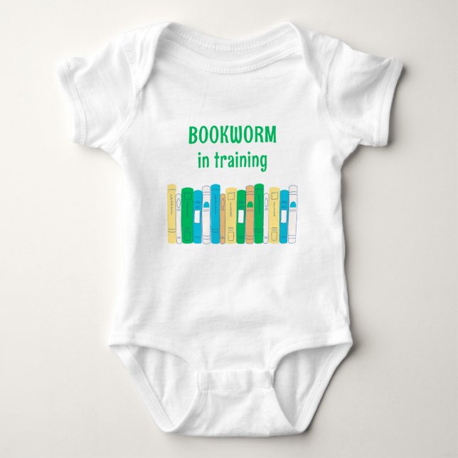 Funny Bookworm in Training Baby Bodysuit (Front)