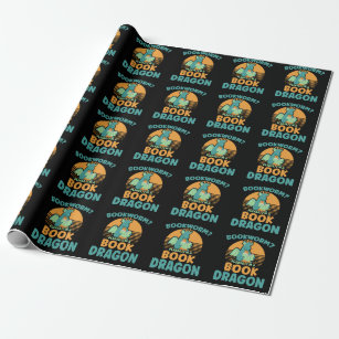 Funny Bookworm Kids Dragon Lover Book Reader Fun Wrapping Paper