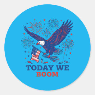 Funny Boom Flying Bald Eagle 4th Of July Fireworks Classic Round Sticker