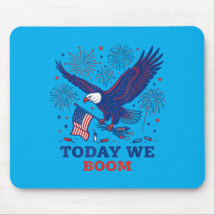 Funny Boom Flying Bald Eagle 4th Of July Fireworks Mouse Pad