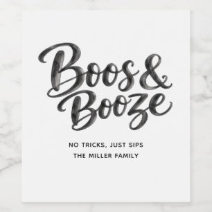 Funny Boos & Booze   Adult Halloween Party Drinks Wine Label