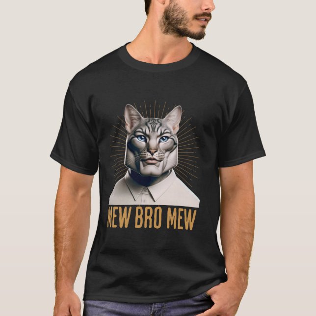 Funny Bootleg Mewing Cat Looksmaxxing Meme Mew Bro T-Shirt (Front)