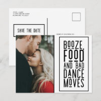 Funny Booze, Food, Bad Dance Moves Photo Save Date