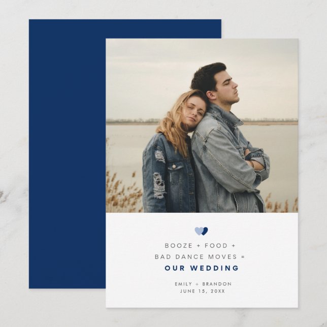 Funny Booze Food Bad Dance Moves Wedding Photo Save The Date (Front/Back)