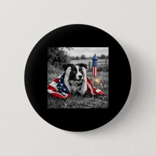 Funny Border Collie Aamerican Usa Flag 250 Years 6 Cm Round Badge