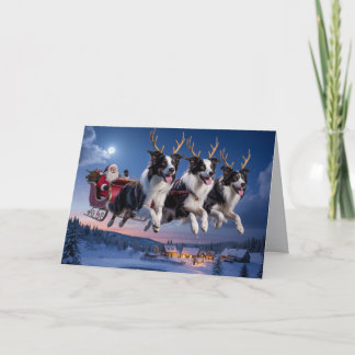 Funny Border Collie Christmas Holiday Card