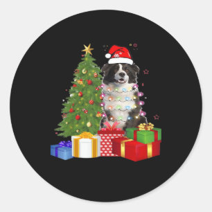 Funny Border Collie Christmas Tree Merry Christmas Classic Round Sticker