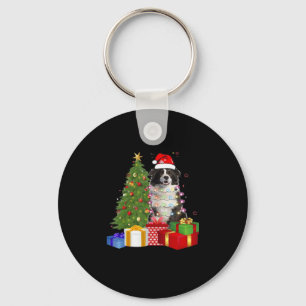 Funny Border Collie Christmas Tree Merry Christmas Key Ring