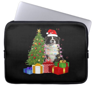 Funny Border Collie Christmas Tree Merry Christmas Laptop Sleeve