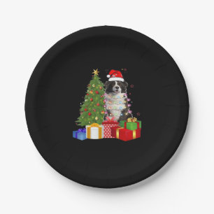 Funny Border Collie Christmas Tree Merry Christmas Paper Plate