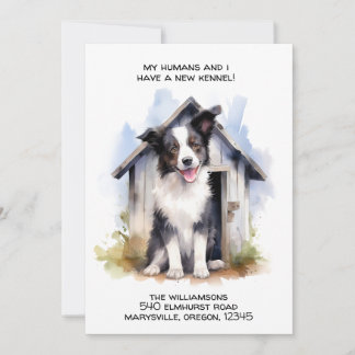 Funny Border Collie Dog Moving Announcement