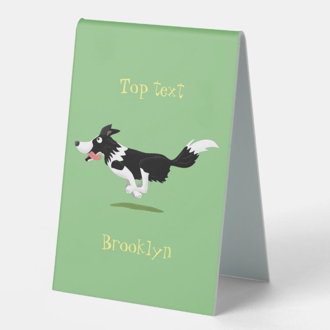Funny Border Collie dog running cartoon (Front)