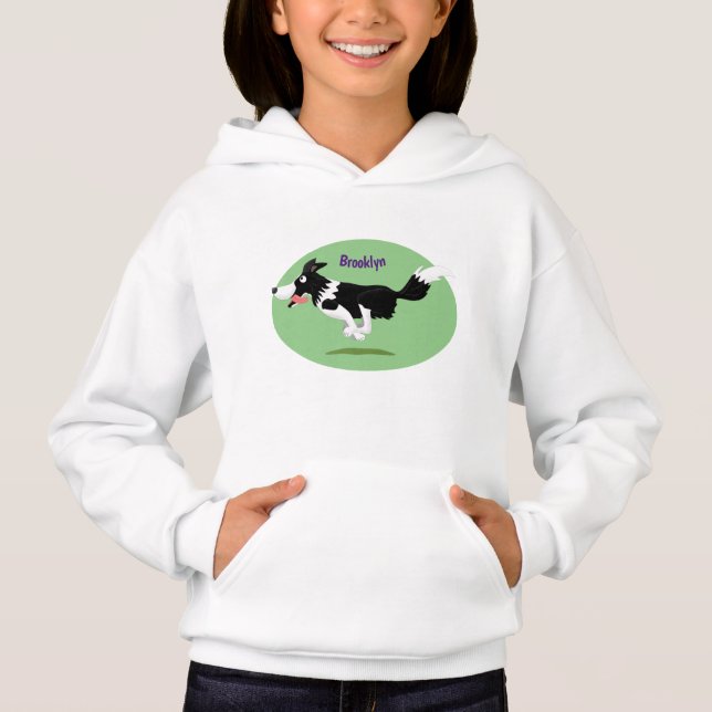Funny Border Collie dog running cartoon (Front)