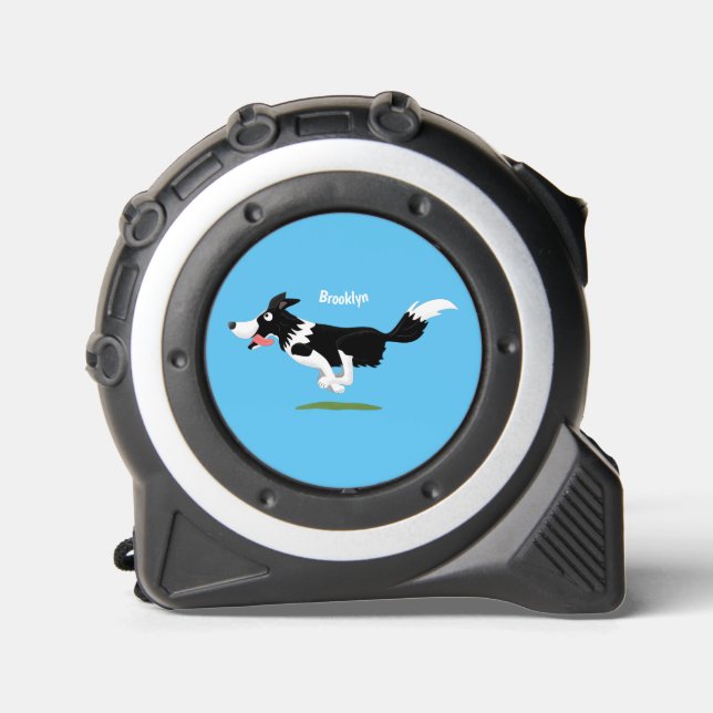 Funny Border Collie dog running cartoon 1 (Front)