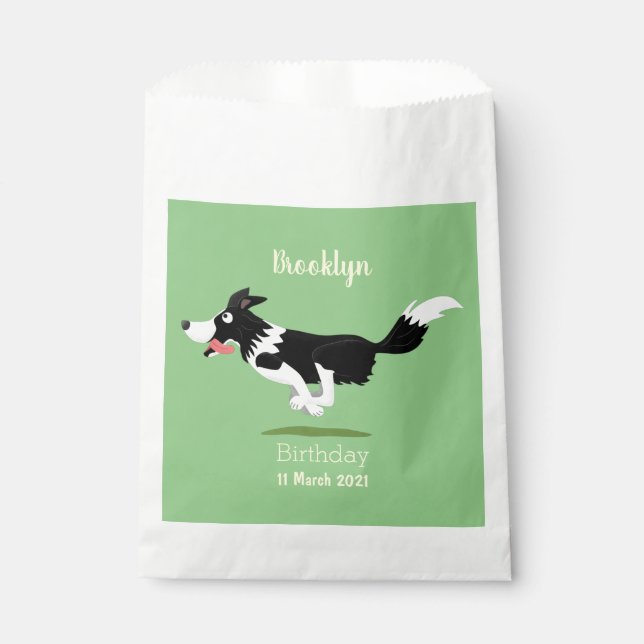 Funny Border Collie dog running cartoon Favour Bag (Front)