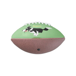 Funny Border Collie dog running cartoon Football