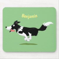 Funny Border Collie dog running cartoon