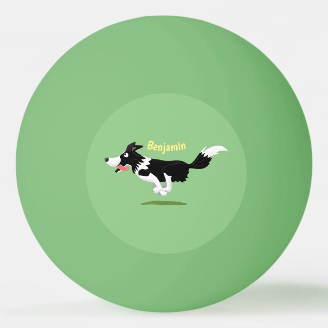 Funny Border Collie dog running cartoon Ping Pong Ball (Front)