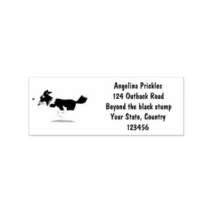 Funny Border Collie dog running cartoon Rubber Stamp