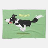 Funny Border Collie dog running cartoon