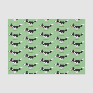Funny Border Collie dog running cartoon Tissue Paper