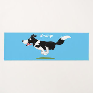 Funny Border Collie dog running cartoon Yoga Mat